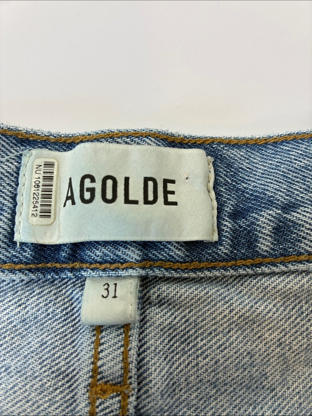 AGOLDE Indra Long Denim Shorts Medium Blue Wash Raw Hem Jorts 31 - Picture 8 of 9